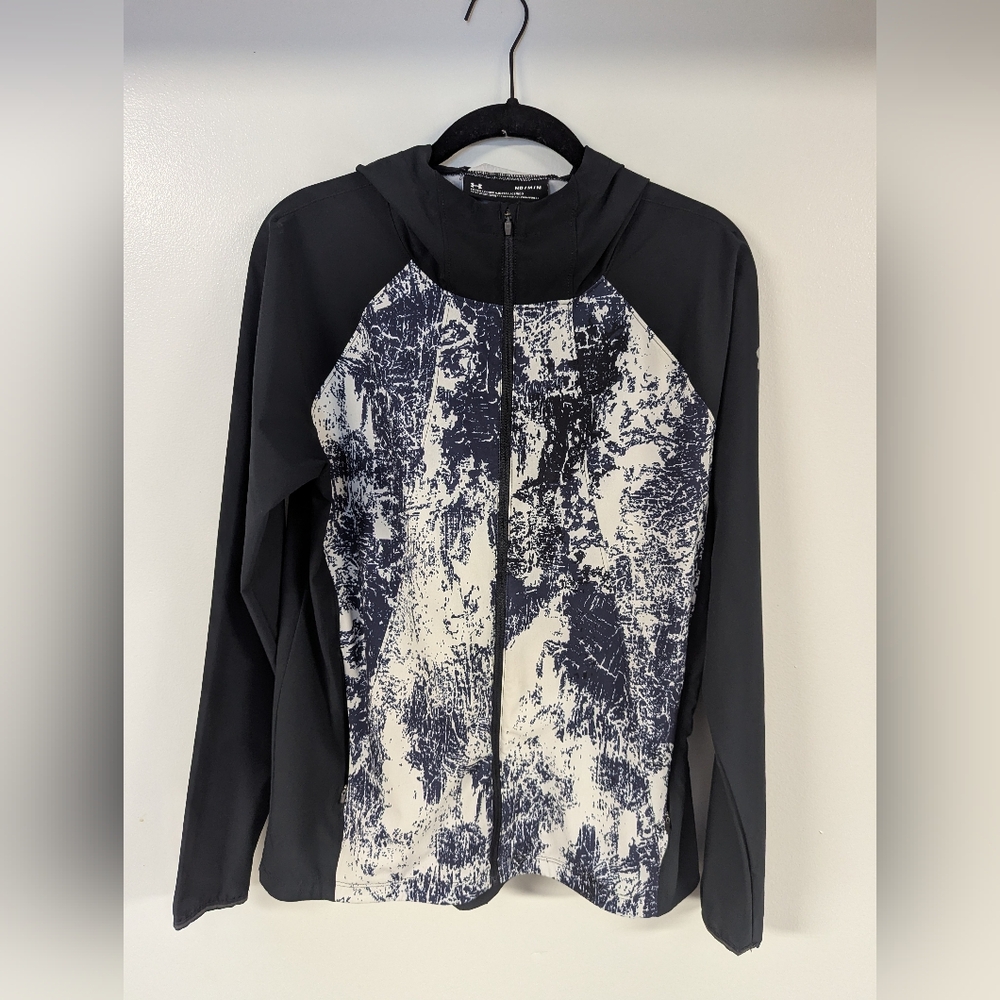 Under armour Windbreaker Women's Size M Blue And White‎ Marble Pattern Full Zip